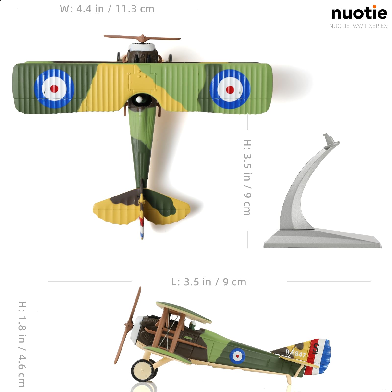 Amazon.co.jp: NUOTIE 1/72 SPAD.S XIII クラシック戦闘機モデル WW I