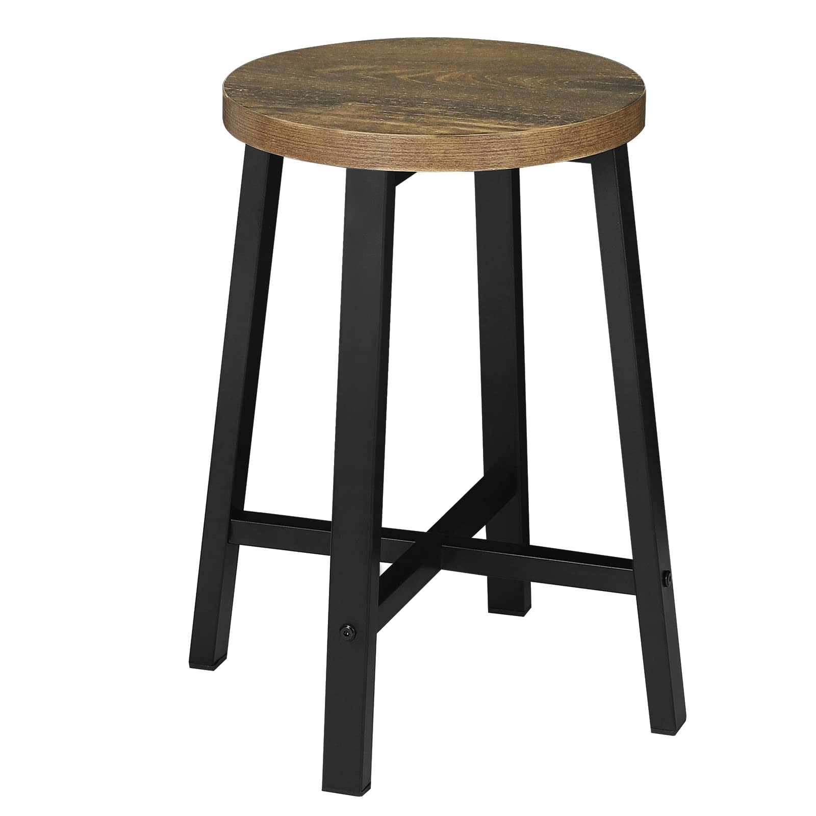 WOLTU Esszimmerstühle 2er Set, Küchenstuhl, Esszimmerhocker, Küchenhocker, Hocker mit Metallbeinen, im Industrial Design, Vintage-Holzmaserung Schwarz