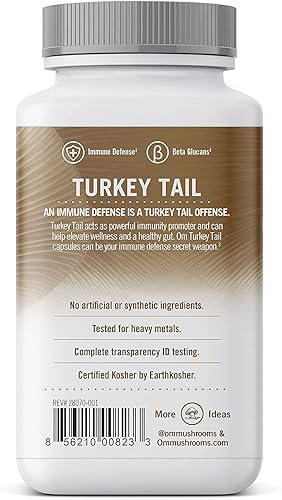 Miniatura 4 de Om Mushroom Superfood Suplemento superalimenticio de cápsulas de hongos de cola de pavo, 90 unidades, 30 días, apoyo inmunológico, polisacáridos,