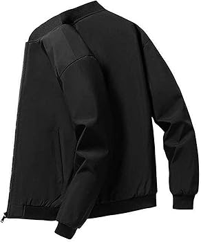 DGKaxiyaHM Men's Casual Retro Thick Bomber Jacket Solid Color