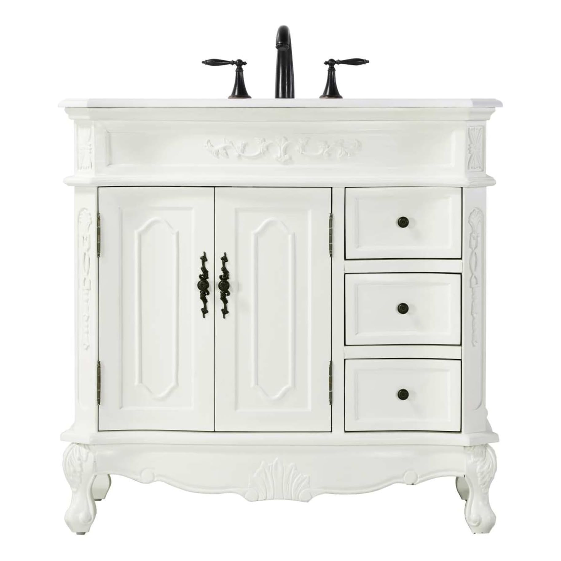 ARS Concepts 36 Inch Antique White Bathroom Vanity