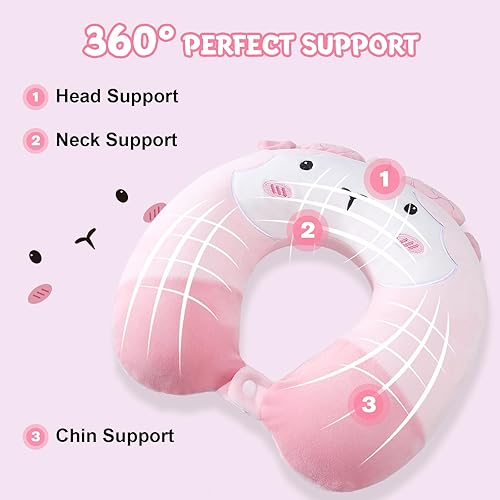 Vista 20 de Almohada de viaje para niños y adultos, bonita almohada para el cuello para viajar, almohada de espuma viscoelástica para avión, almohada para Azul