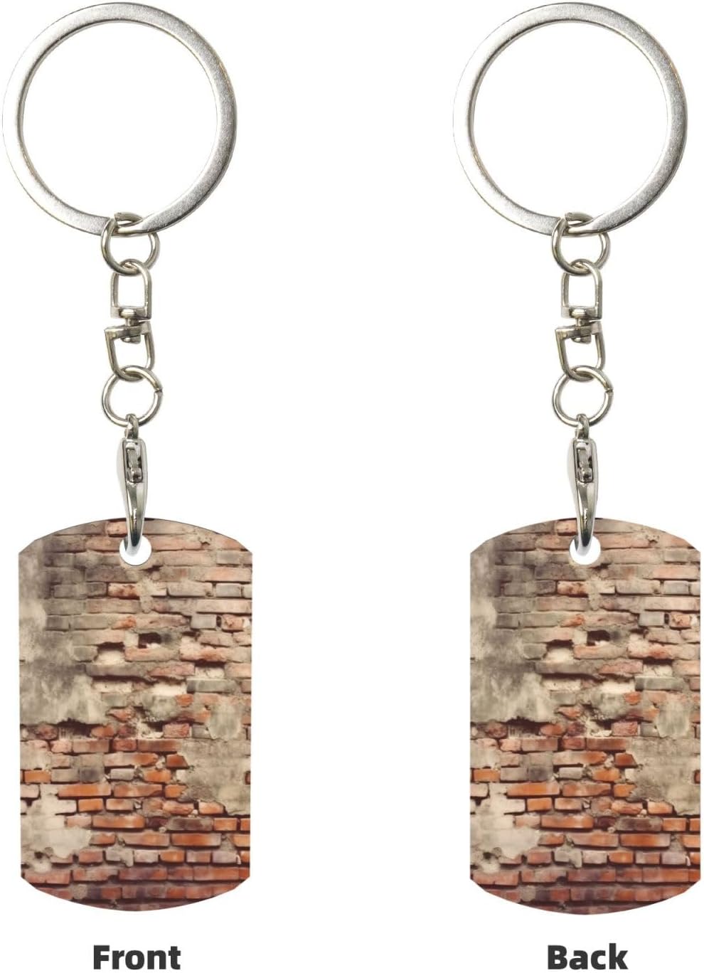 Ancient Worn Brick Wall Keychain Creative Metal Picture Keyring Charm Key Chain - Cute Bag Purse Handbag Accessories - Car Key Holders- Aesthetic Key ing Keyfob Gift for Women Men image 2