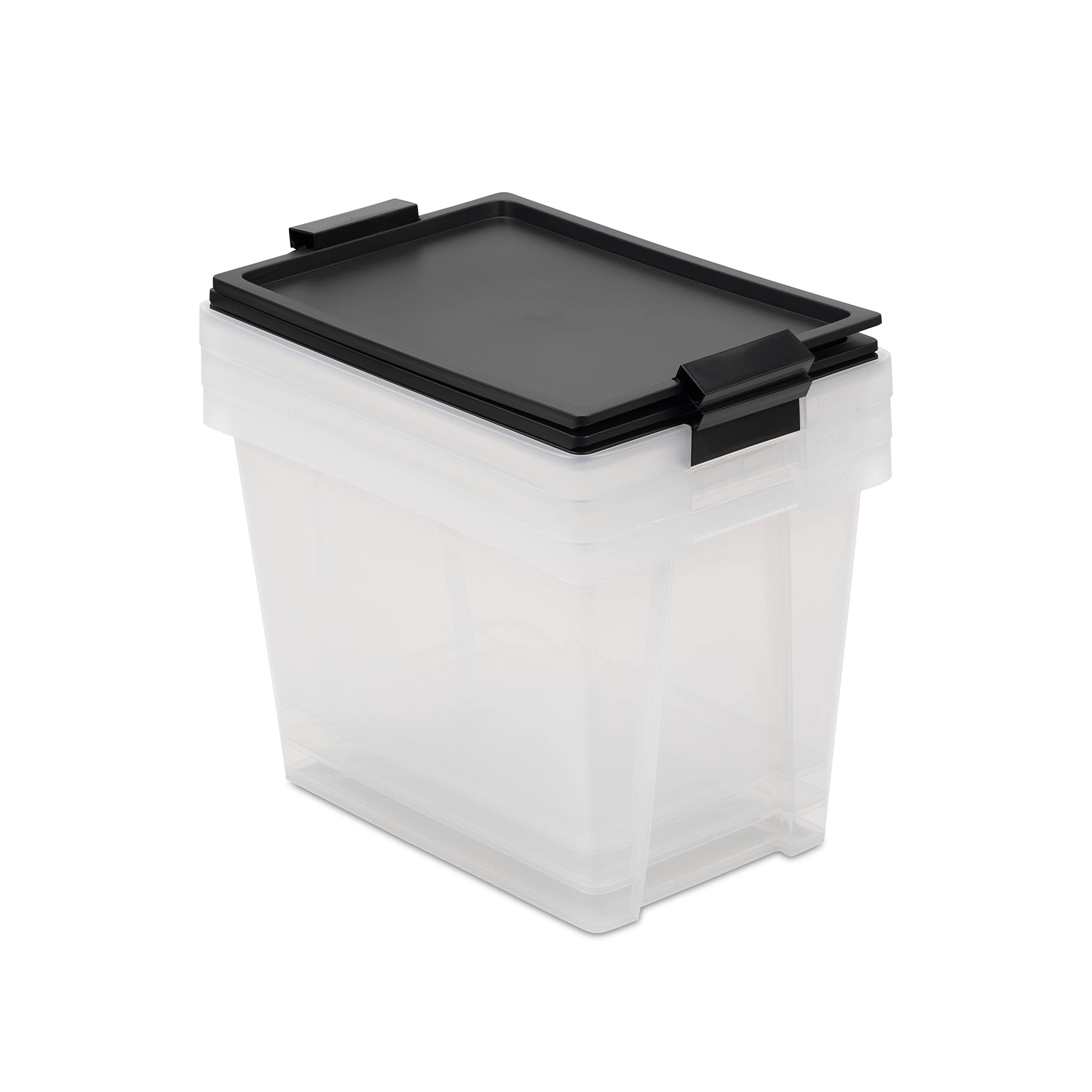 TATAY Storage Boxes with Lids 15L Multipurpose - Style | Set of 3 Units | Lid with Hinges Included | Stackable and Lightweight Design | BPA Free Plastic | 25x36x26 cm, Black