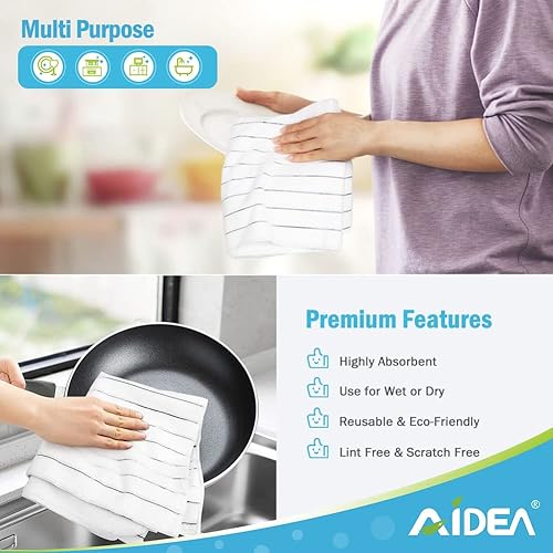 Miniatura 5 de AIDEA Paquete de 8 toallas de cocina, 18 x 26 pulgadas, toallas de secado súper absorbentes para platos, toallas de cocina de microfibra multiusos