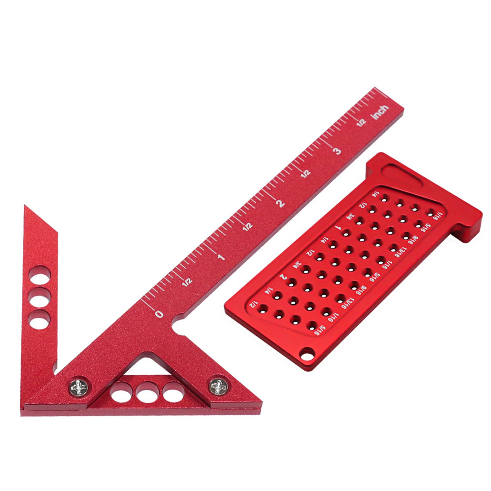 Woodworking Tool Set Aluminum Alloy Ruler & T Shaped Hole Gauge Compact & Practical for Accurate Measurements Portable Measuring Instruments