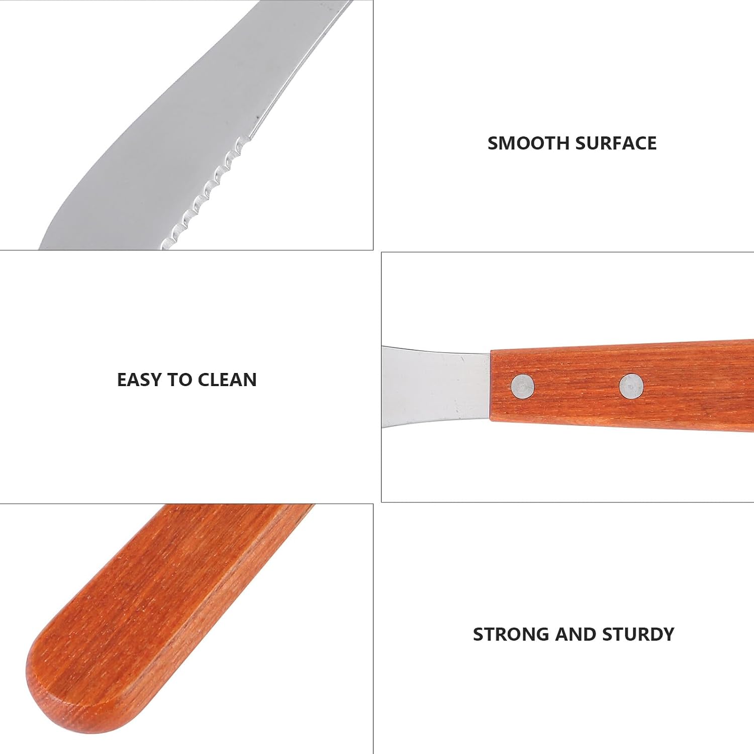 Stainless Steel Serrated Butter Spatula with Wood Handle for Cake Smoothing