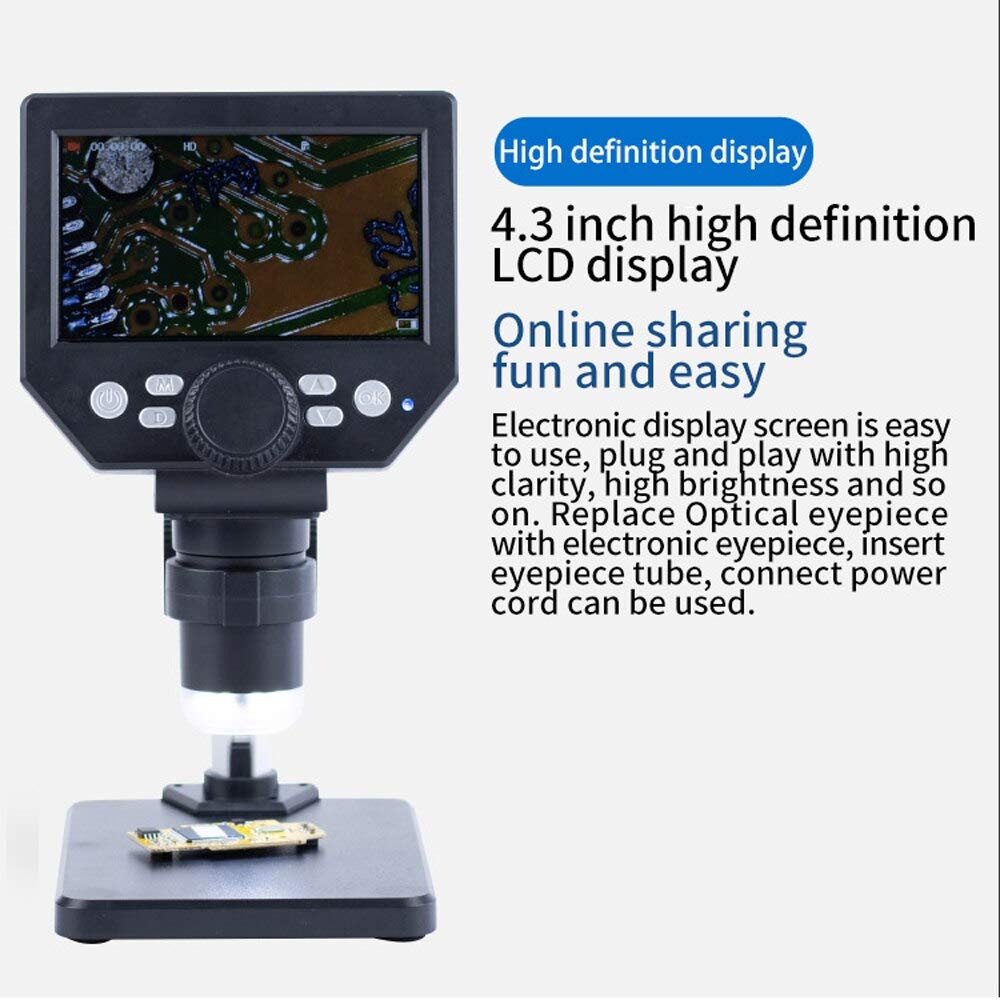 G1000 1000X 2.0 Mp cyfrowy mikroskop elektroniczny USB 4,3" duża podstawa wyświetlacz LCD 8Mp 1-1000X Lupa ze wzmocnieniem ciągłym