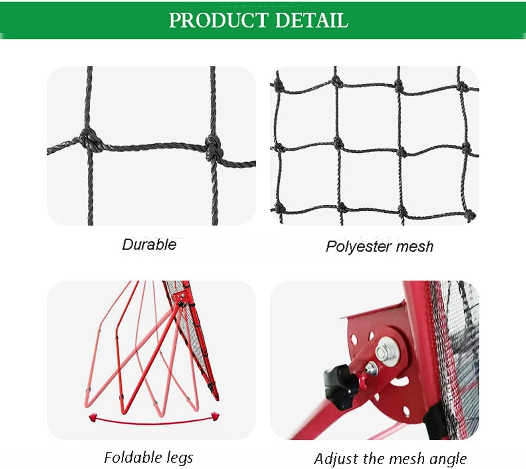 Rebounder Net, Portable Adjustable Angle Baseball and Softball Return Screen Pitching Practice Target for Backyard, Park, Residential