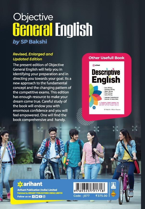 Image of Objective General English by SP Bakshi | Comprehensive Practice Book for SSC, CDS, NDA, Banking, Teaching & All Competitive Exams | Arihant Publications