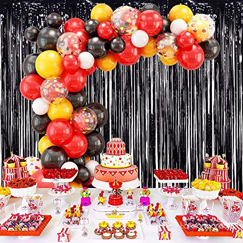Image of TONIFUL 3Pcs Black Door Streamers,Photo Booth Backdrop,Metallic Streamers Black Foil Fringe Curtains for Birthday,Christmas,New Year,St. Patrick's Day Halloween Party Streamers Decor(9.9ft x 6.6ft)