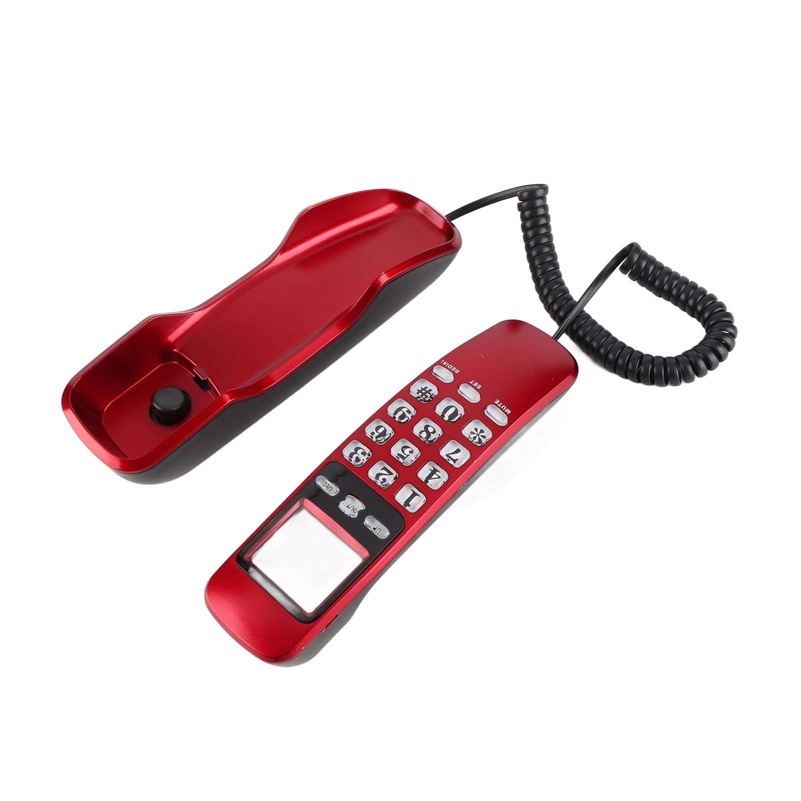Taidda Mini Teléfono de Pared con Pantalla LCD y de Identificación de Llamadas Dual, Almacenamiento de Memoria de 38 Juegos, Teléfono Fijo Multifuncional para Oficina en Casa, para Comunicación de — view 2