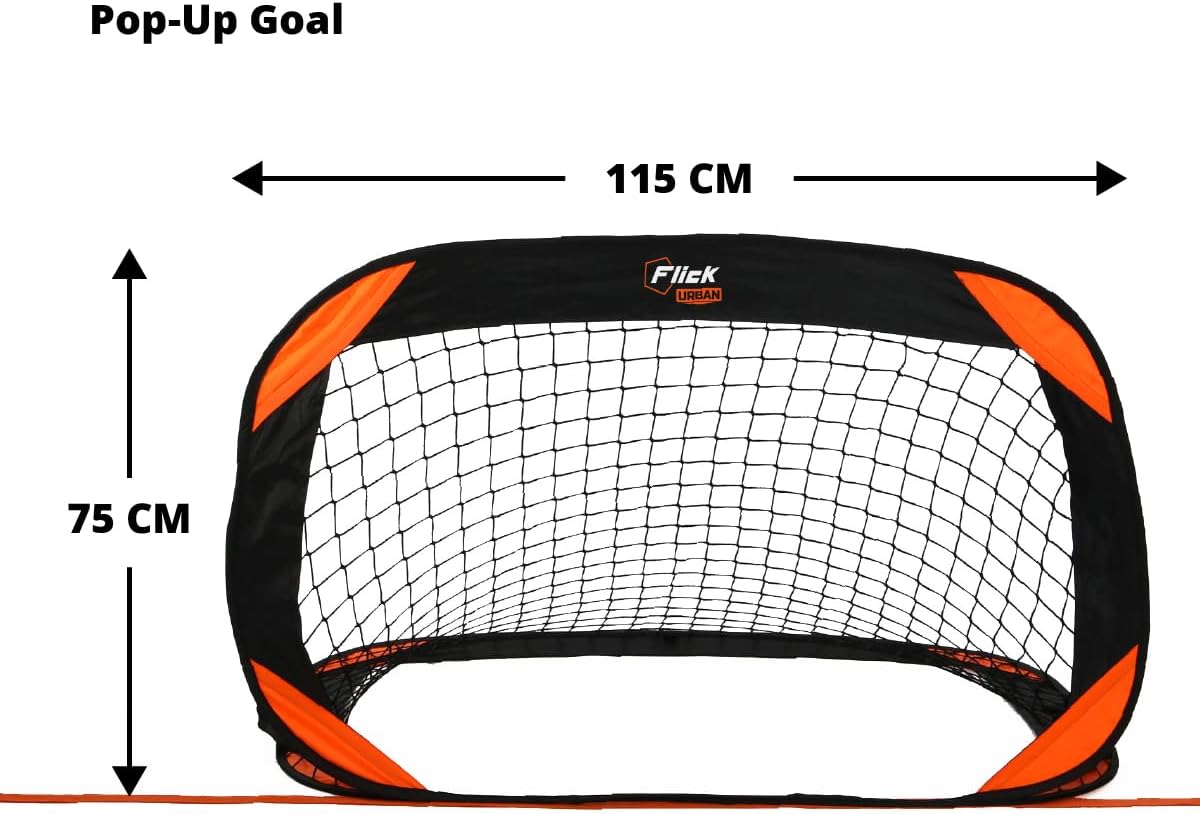 Flick Urban Pitch Pack | Portable Football Pitch Includes 2 x Compact Pop-Up Goals, Pitch Marker and Backpack