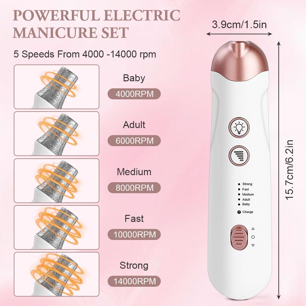 AOGOE Manicure and Pedicure Set for Feet Women Cordless Manicure and Pedicure Set - Image 2