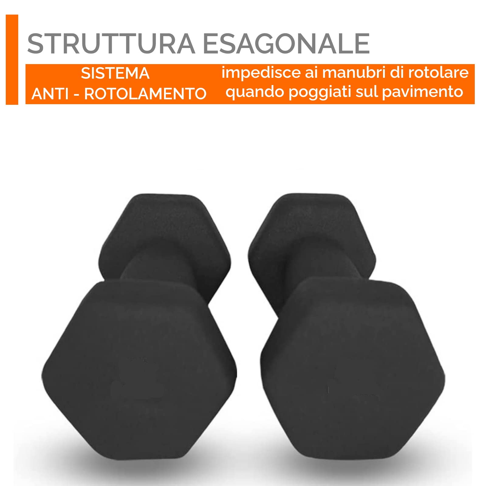 Wagi do siłowni w domu Fitness Hantle sześciokątne neoprenowe, antypoślizgowe | Para Dipped dumbbell (2 x 1 kg)