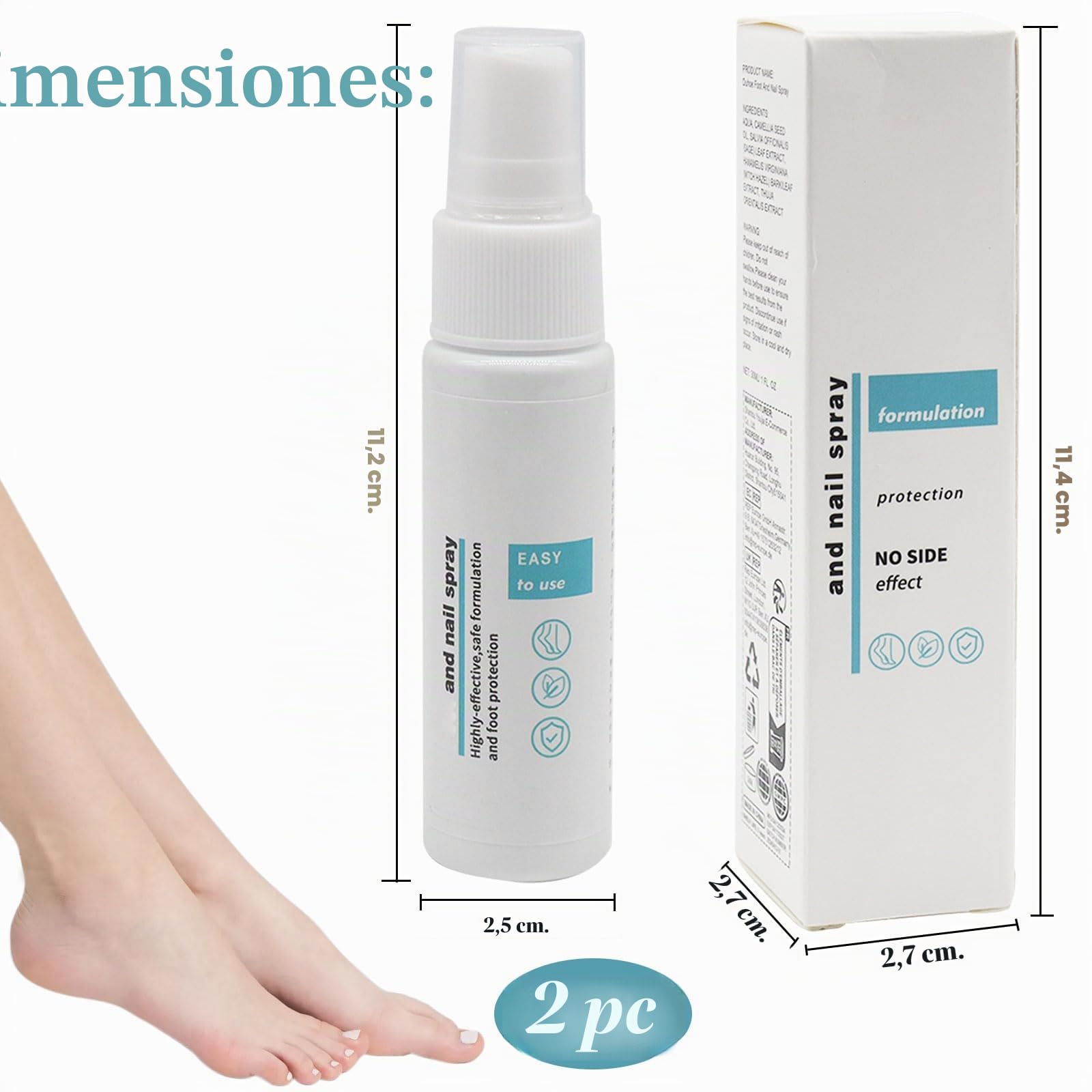 Spray para hongos en los pies, 2 unidades para pies y uñas, spray para hongos en las uñas, spray para pies para reparación de uñas, control de olores, aerosol de pies para reparación de uñas, repair