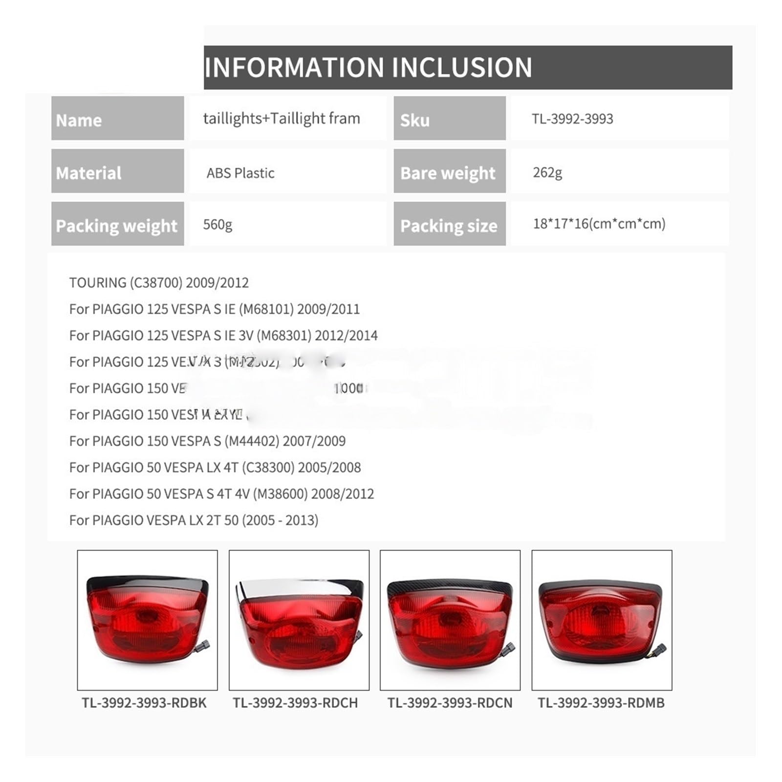 Luz Trasera para Scooter LX 50 125 150 S50 S125 S150 LXV, luz de señalización Delantera Trasera Intermitente luz indicadora Trasera para Motocicleta Lámpara traseras