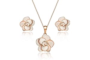 EVEVIC Rose Flower Necklace Earrings Set - Perfect Adornment for Women