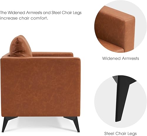 Miniatura 6 de MCombo Silla decorativa moderna, tapizada de piel sintética, sillón individual para sala de estar, sala de espera, oficina, LW654 (1, silla)