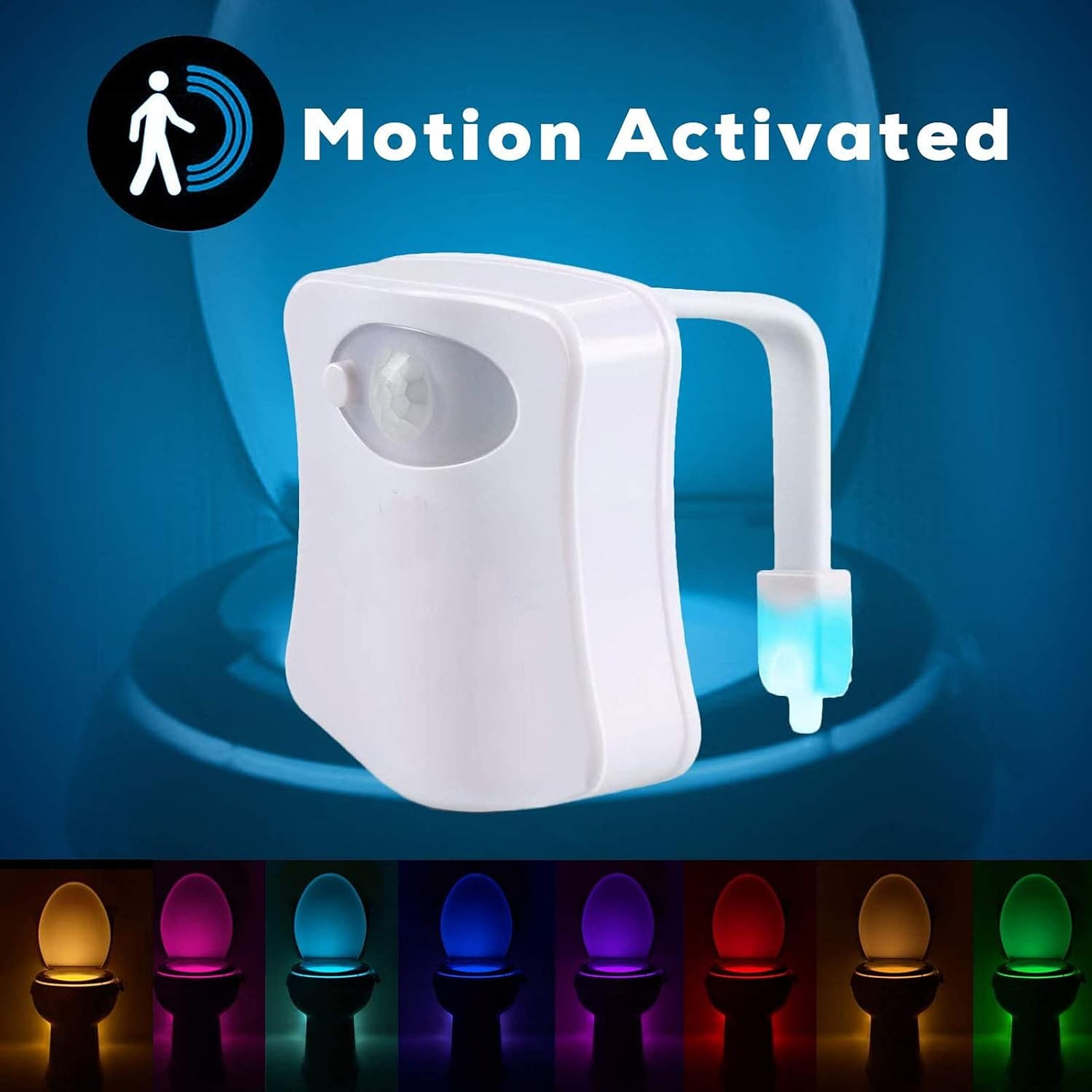 2PCS Toilet Night Light, Motion Sensor LED Night Lights, 8 Colors Changing Toilet Bowl Nightlight for Bathroom Washroom, Perfect Decorating, Fits Any Toilet