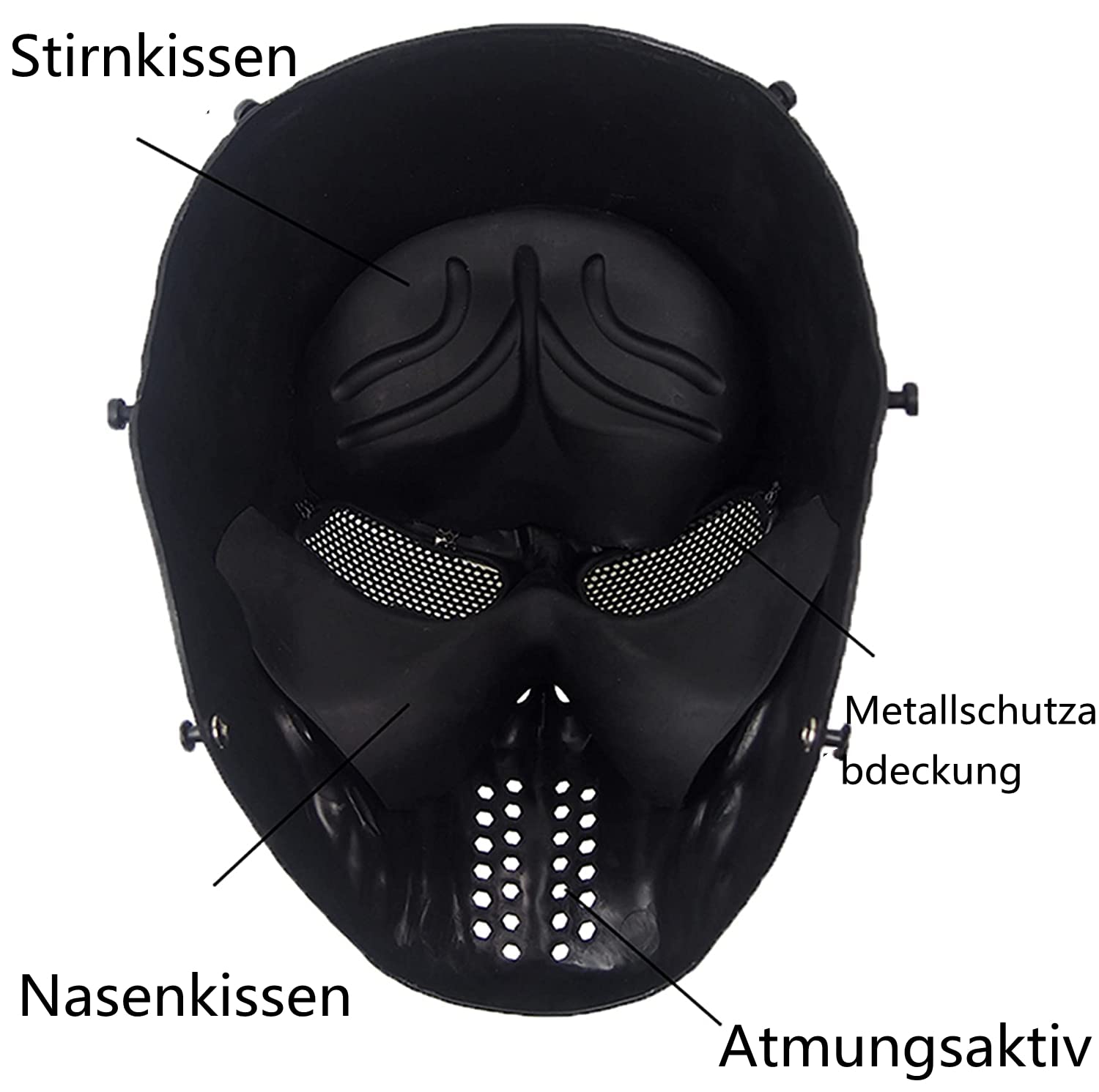 Maska na Halloween, maska z trupią czaszką dla dorosłych, taktyczna maska z duchami z metalową siatką, ochrona oczu, straszny kask 3D, wykonany z naturalnego lateksu, na imprezę Cosplay, Halloween, imprezę, nakrycie głowy