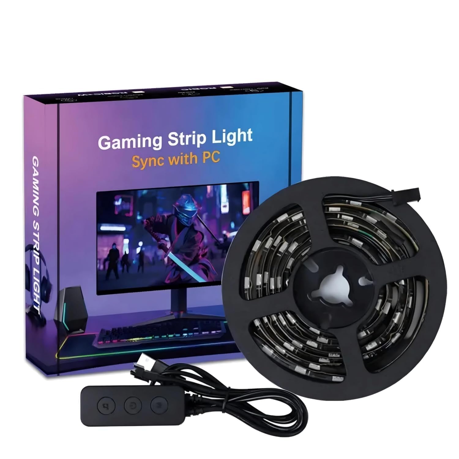 Smart RGBIC PC Backlight for 24-34 Inch Monitor with Monitor Sync & Music Sync, USB Powered RGB Ambient Light for Gaming Setup, Desk, Bedroom & PC Monitor Backlight-image-33