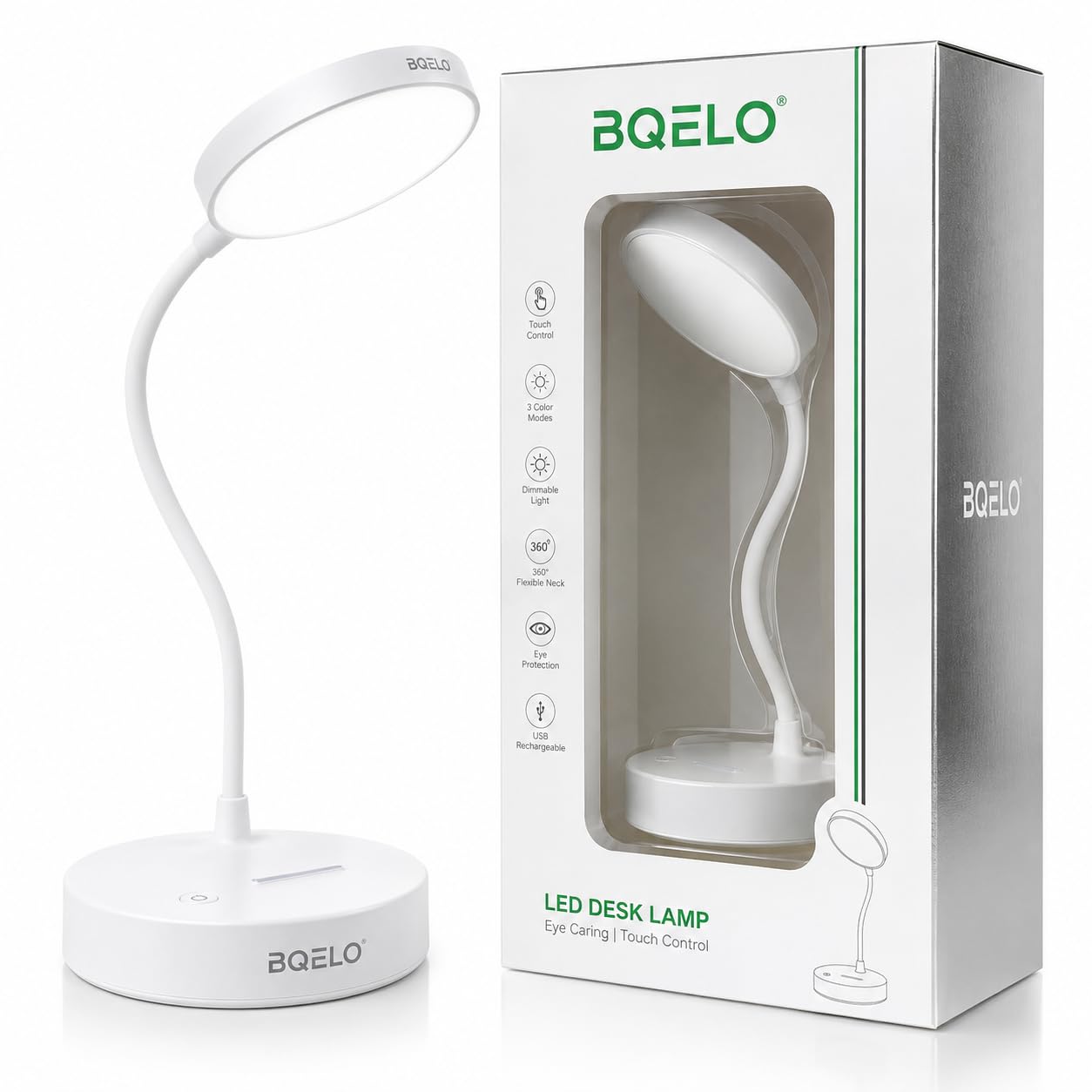 LED Desk Lamp with Phone Holder, USB Rechargeable Touch Control Study Lamp, 3 Color Modes, Stepless Dimmable, 360° Flexible Gooseneck, Eye Care Reading Light for Office, Study & Bedroom-image-10