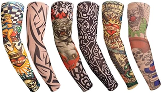 6枚入 タトゥーアームスリーブ 入れ墨 刺青 腕カバー アームカバー 刺青フェイクスリップタトゥースリーブボディアートアームストッキング入れ Pkspdzzers ウエア Kccc Uk