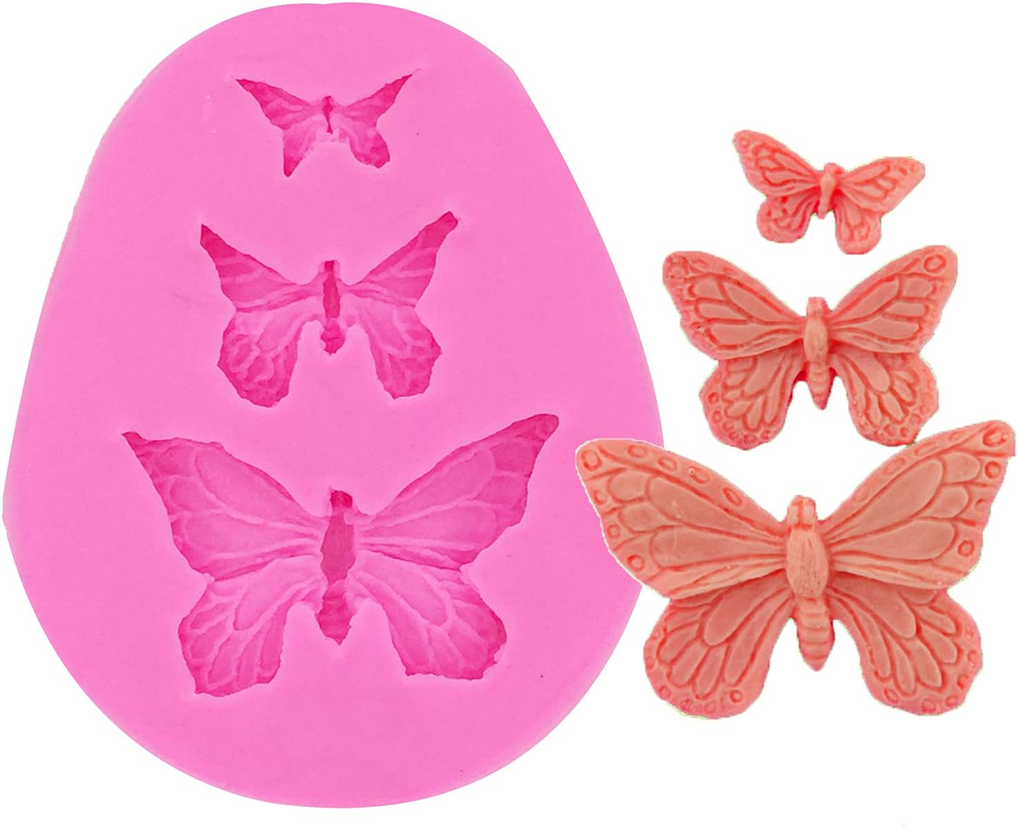 Cute 3D Butterfly Mold Reusable Food-grade Silicone Molds Non-stick DIY Cake Decoration Mold Chocolate Candy Gum Fondant Pudding Cupcake Baking Mold, Polymer Clay Mould