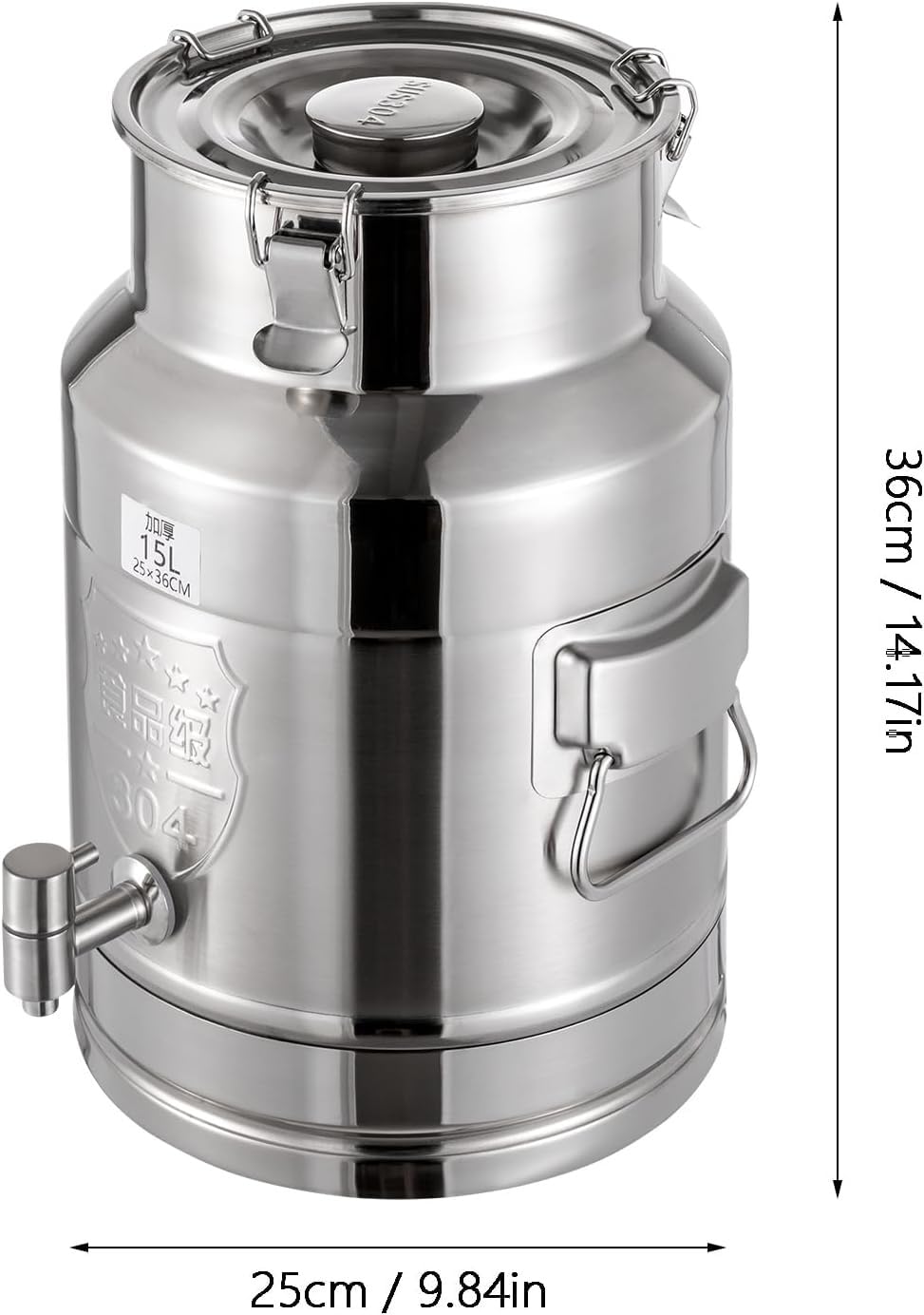 Wiadro na mleko z kranem, wytrzymały pojemnik, dzbanek, wiadro, butelka na wino, pojemnik na płyny, płatki zbożowe, do kuchni, restauracji, na imprezy (15 l/3,96 galonów)