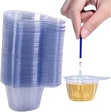 100pcs Tasses D'urine,Tasses D'échantillons D'urine Pour Test De pH,Tasse à Urine Coupelles Plastique Jetable,Gobelets de Mélange époxy en plastique Transparent,Transparente Tasse Graduée en plastique