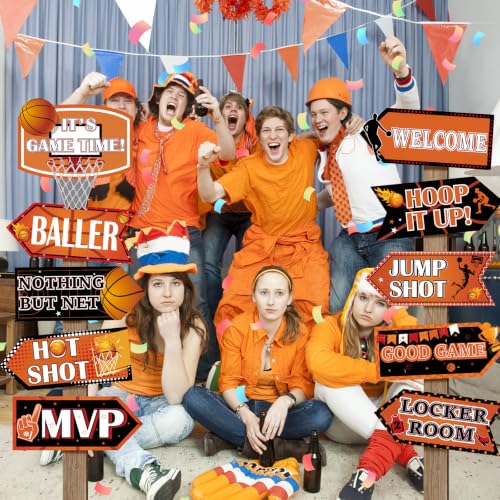 Image of 20 Pieces Basketball Party Decorations Basketball Party Sign Basketball Themed Party Directional Signs Welcome Sign for Basketball Party Supplies Boys Sports Birthday Party Decorations