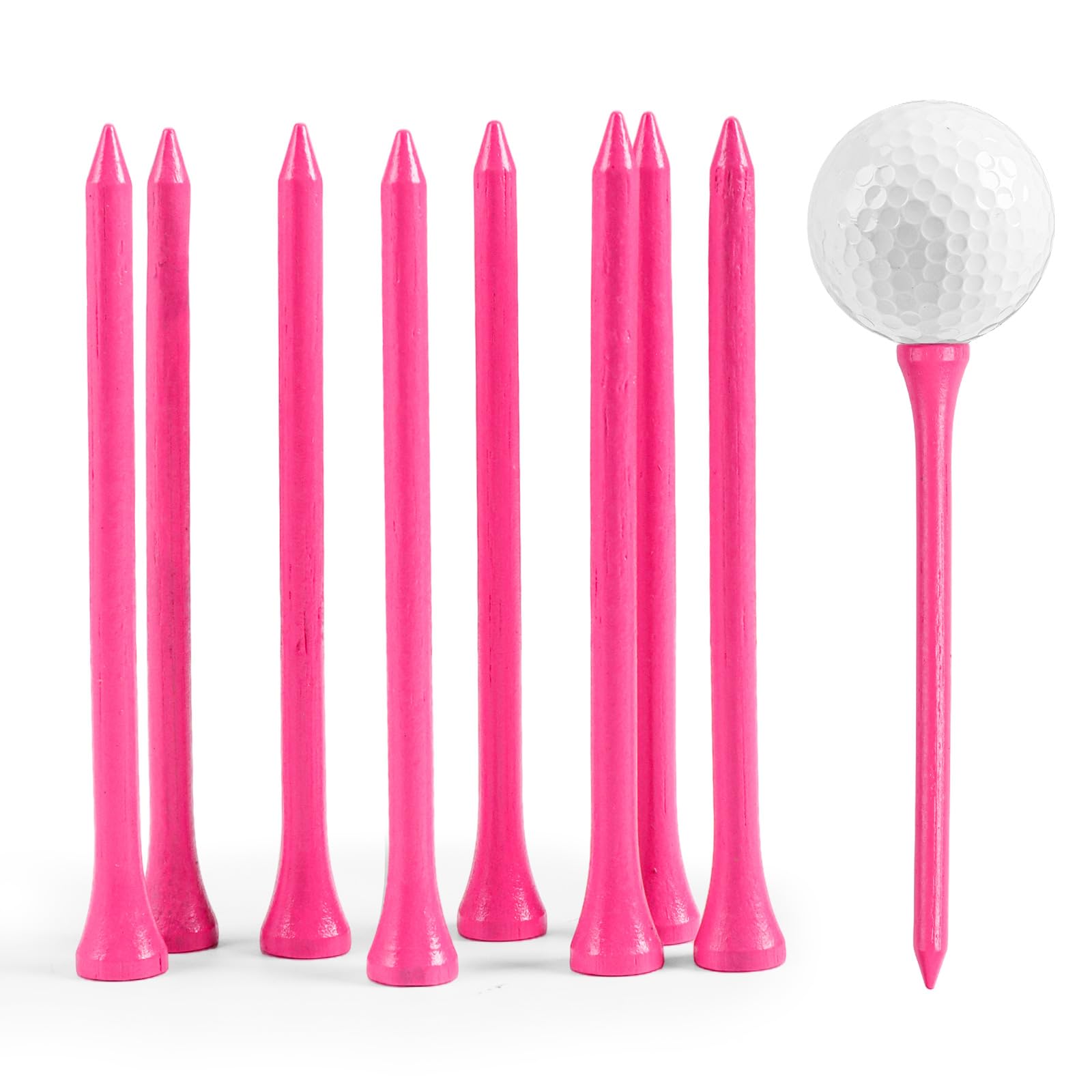 FINGER TEN Extra Long Bamboo Golf Tees 4 Inch Value 100 Pack, Bright Colors & Consistent Height Wooden Tees for Driving Range Course Practice, Premium Golf Accessories for Golfers (Rose)