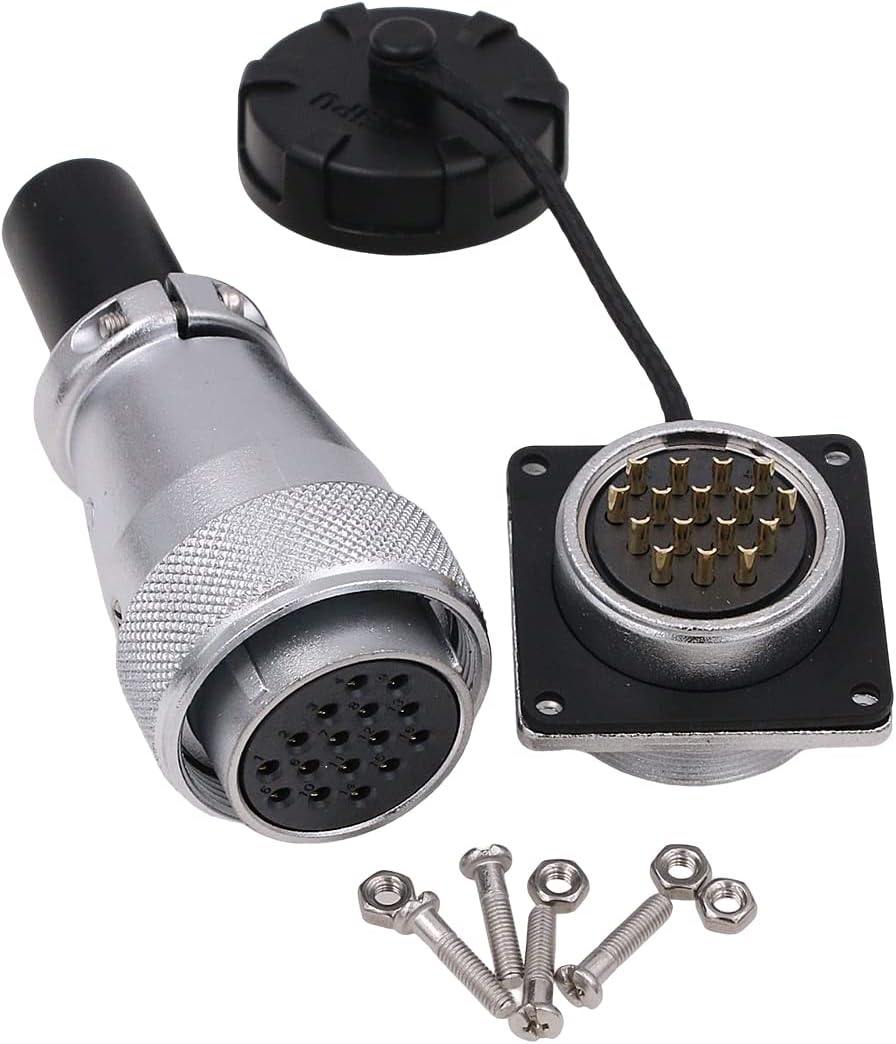 WEIPU WS28 16 Pin Aviation Circular Panel Mount Plug Socket Quick Connection Heavy Duty Industrial Bulkhead φ28.5mm Panel Cut Automotive Solder Connector
