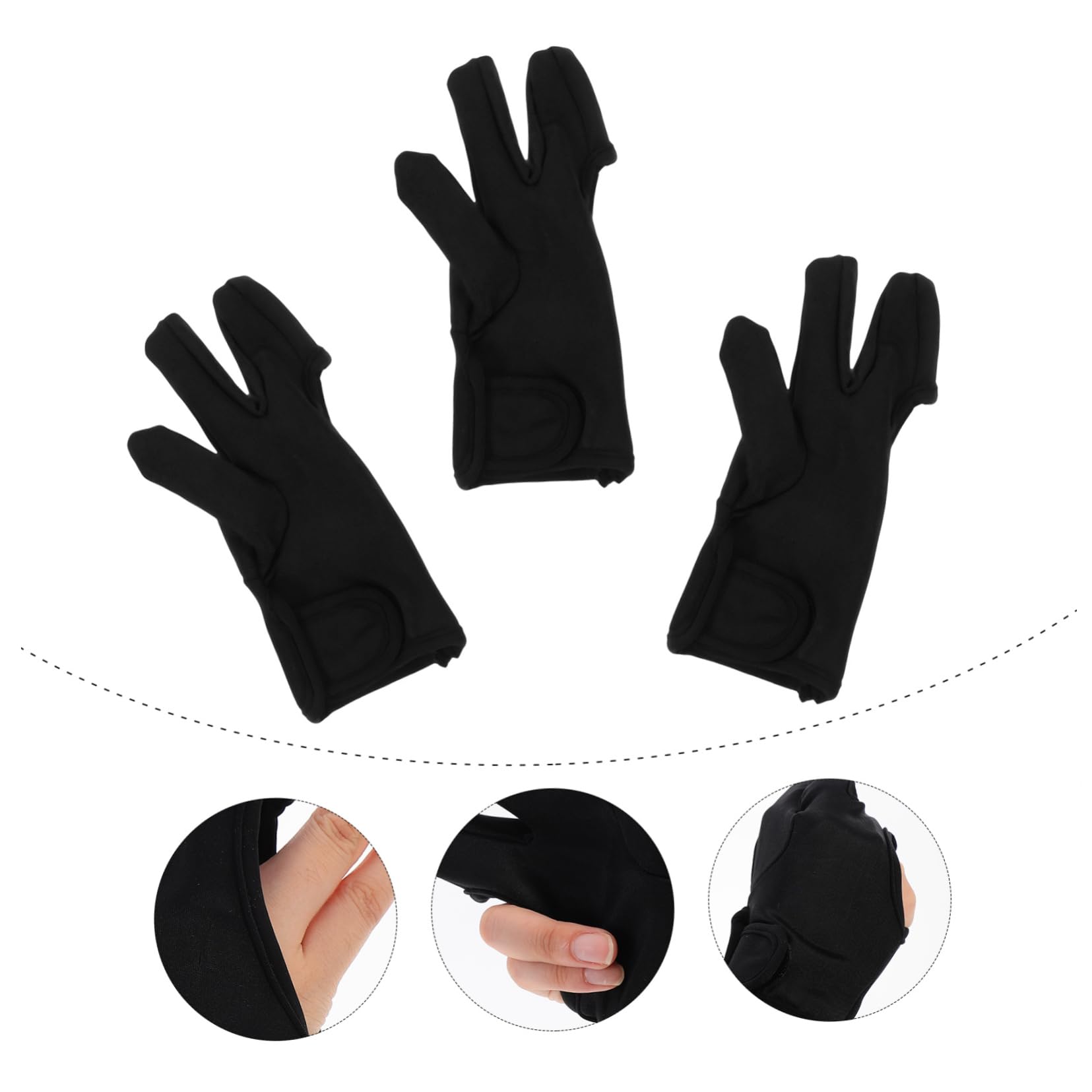 FRCOLOR 9 Piezas Guantes De Peluqueria Guantes De Calor De Varita Rizadora De 3 Dedos Resistentes Calor Protección Térmica Para El Cabello Black Algodón