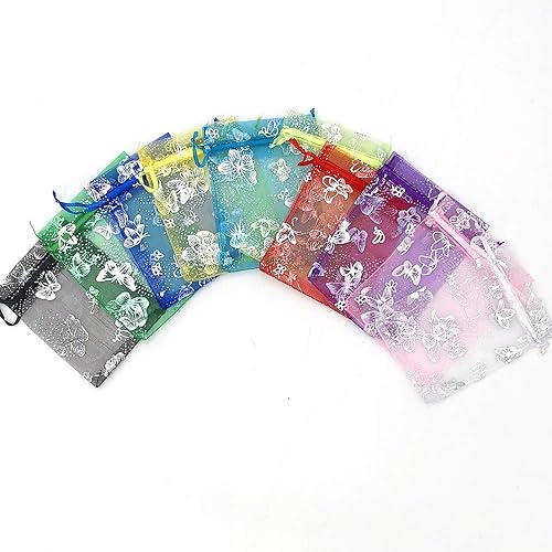 Miniatura 3 de Stratalife Bolsas pequeñas de organza para regalo de joyería con cordón, bolsas de regalo para fiestas, muestras de dulces, bolsas de malla, 100