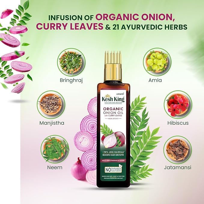 Image of Kesh King Onion Oil With Curry Leaves Reduces Hair Fall 100ml