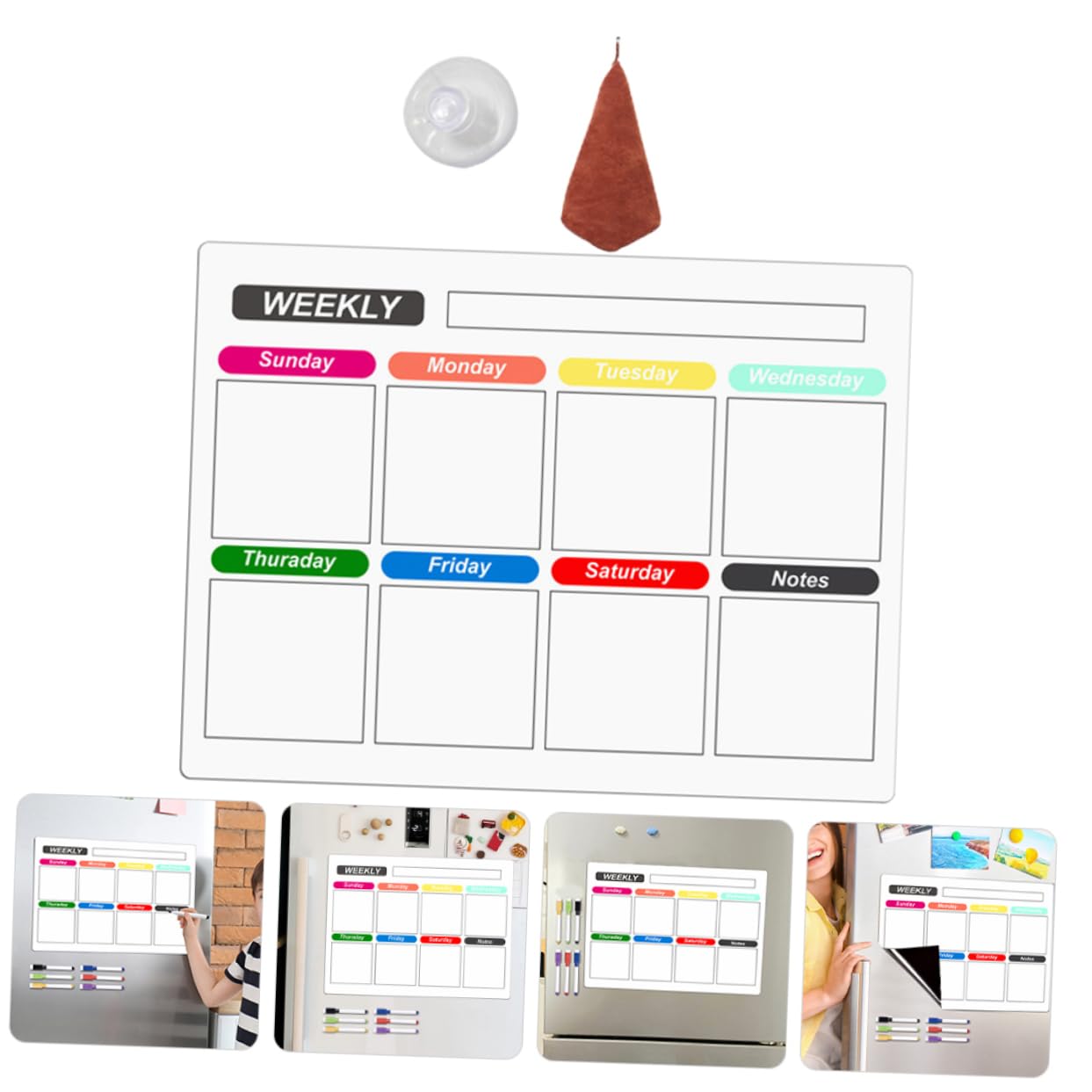 3 Set Lavagna cancellabile per agenda settimanale magnetica blocco note con lista della spesa magnetico lavagne cancellabili planner settimanale tavola del pianificatore pvc