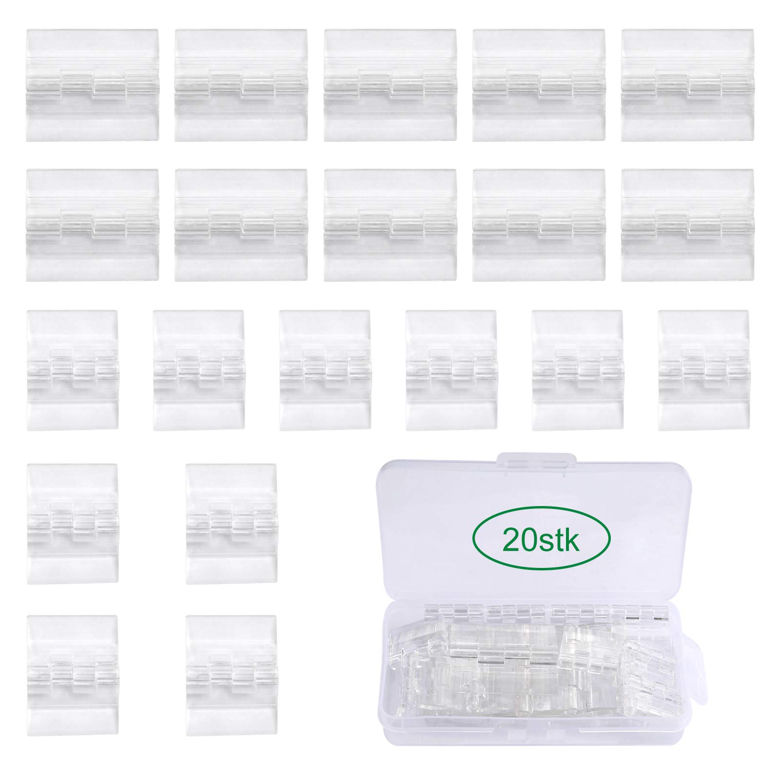 20 PCS Transparent Acrylic Piano Hinge, 300 Degree Folding Perspex Clear Small Hinges, for Pianos, Display Boxes, Food Cabinets and Other Furnitures,10 PCS 25 X 33 mm, 10 PCS 45 X 38 mm