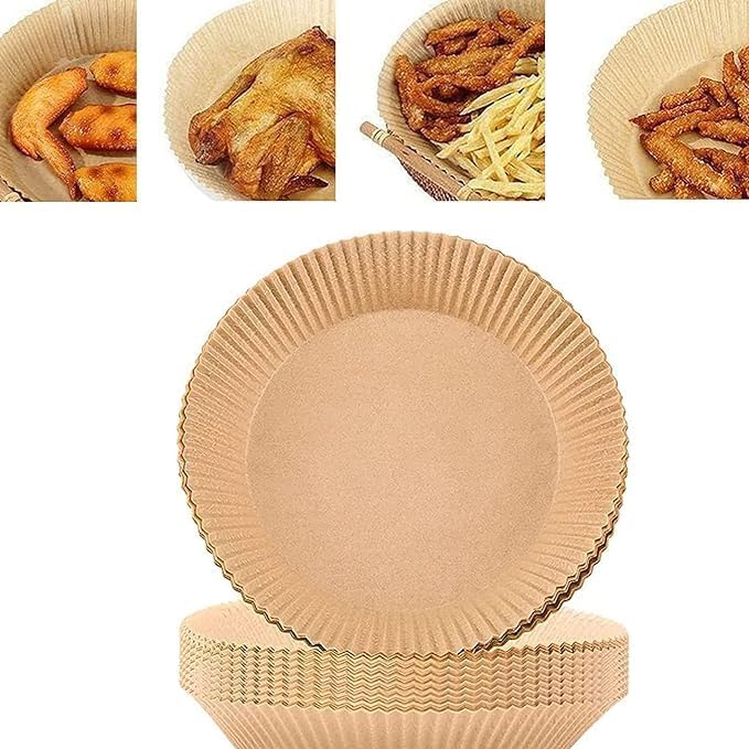 ARASHRA Baking Paper & Cooking Paper Tray Round Air Fryer | Oven & Microwave Safe | Non-Stick | Food Safe | Butter Paper Plate | Parchment Paper for Baking Cake, Fries