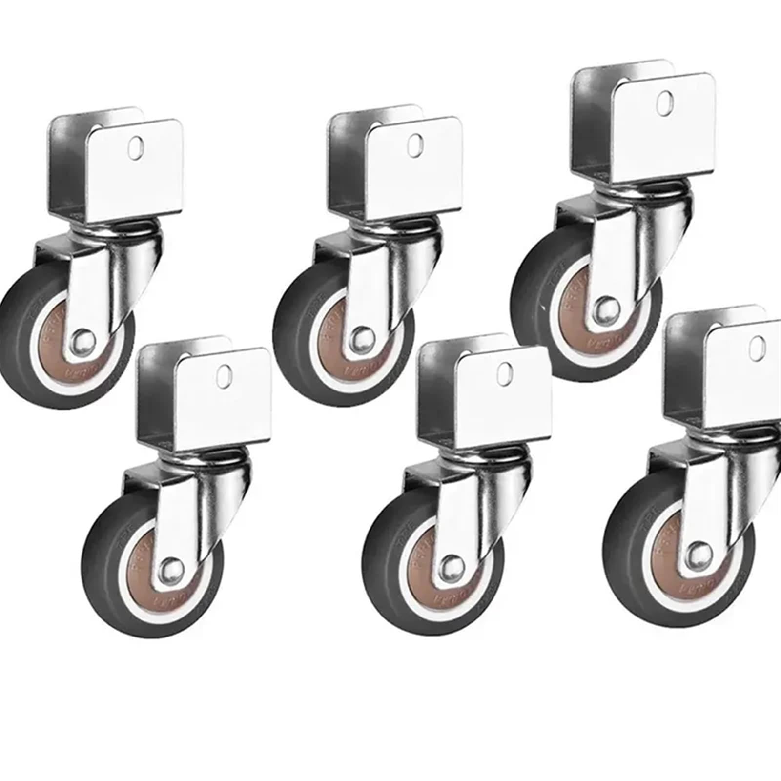Uniwersalne koło obrotowe TPE 1/1,5/2 cala gumowe kółka do wózka łóżeczko dziecięce typu U Szerokość 16 18 20 22 mm wyciszenie (kolor: 6 swivel koła 25 mm, rozmiar: 1,5 cala)