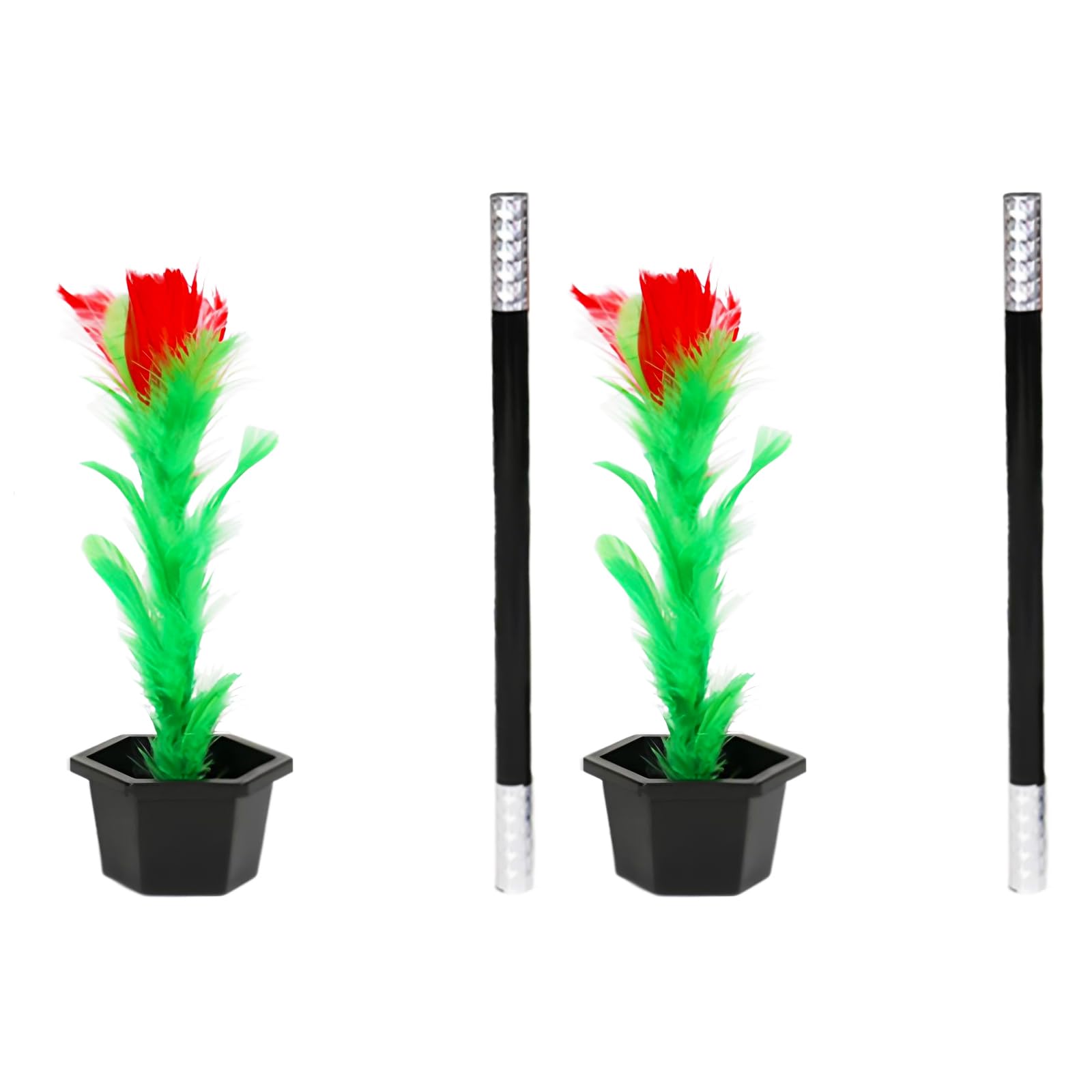 JUFYVO 2 Pcs Black Stick to Rose Magic Wand to Flower Stage Props Magicians Tricks Novelty Close-up Magic Performance Magician Accessories Flower Stick Magic Kits for Teenagers Adults