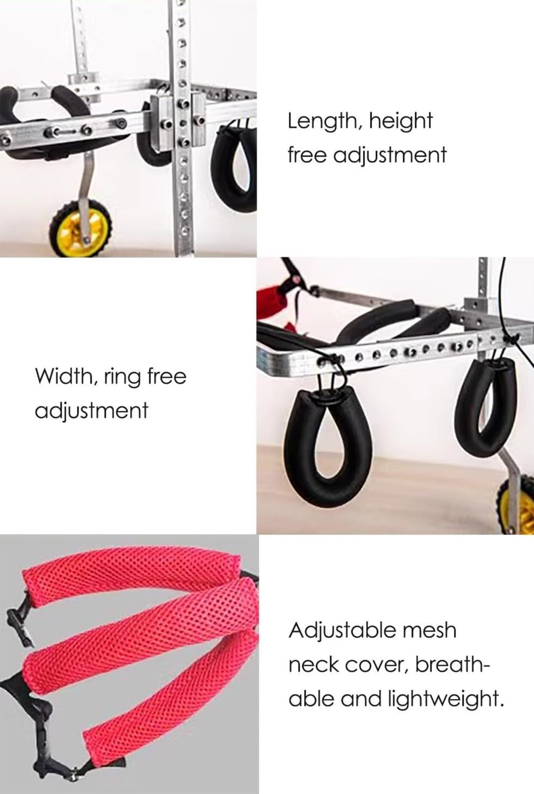 FUELIX Carrellino per Cani Disabili Piedi/Gambe Posteriori Riabilitazione, Carrello per Cani in Sedia A Rotelle Carrello Cani Disabili per Cani Wheel Sedie Pedica delle Gambe Posteriori S