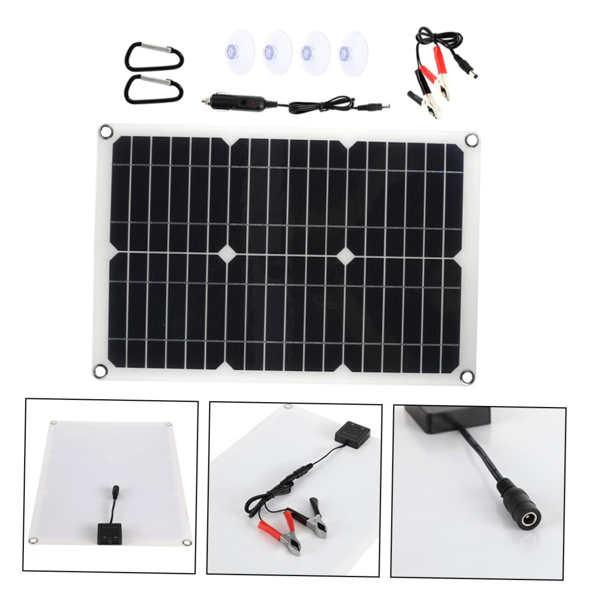 ibasenice Cargador Solar Kit De Panel Solar Para Autocaravanas Panel Portátil Dc Con Doble Puerto Usb De Energía Para Camping Barcos y