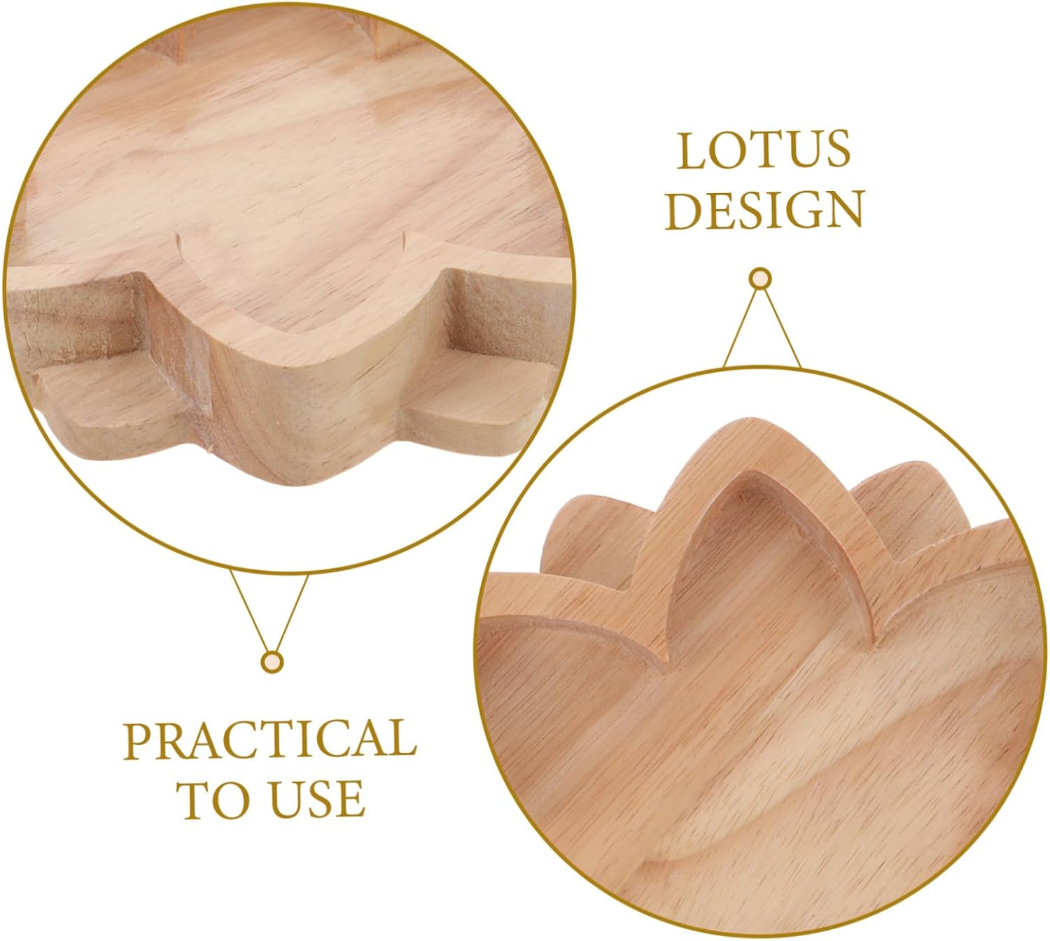Lotus Shape Wooden Tray Organizer for Beads Rings Coins Beige