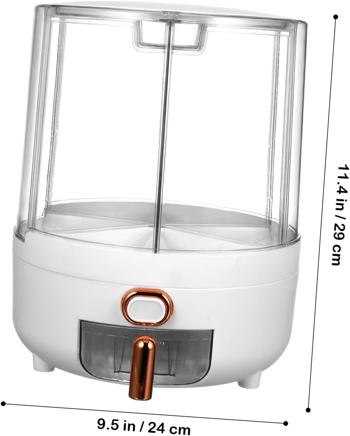 Rotating Dry Food Dispenser with Compartments Airtight Rice Storage Container for Rice Beans and Grains Capacity Easy Access with Push Button Design Pearl