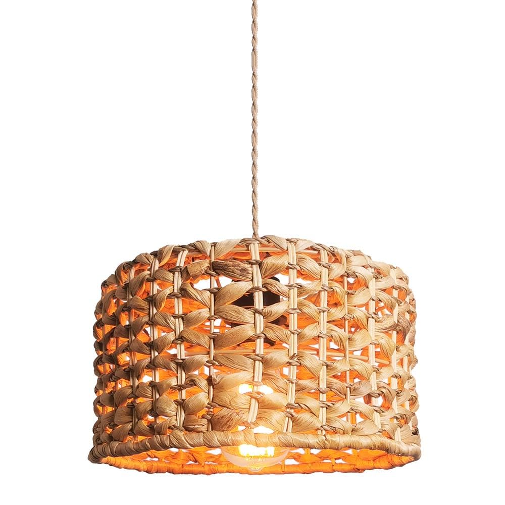 Luminaire suspendu en rotin rustique et suspension en bambou à 1 lumière pour salon