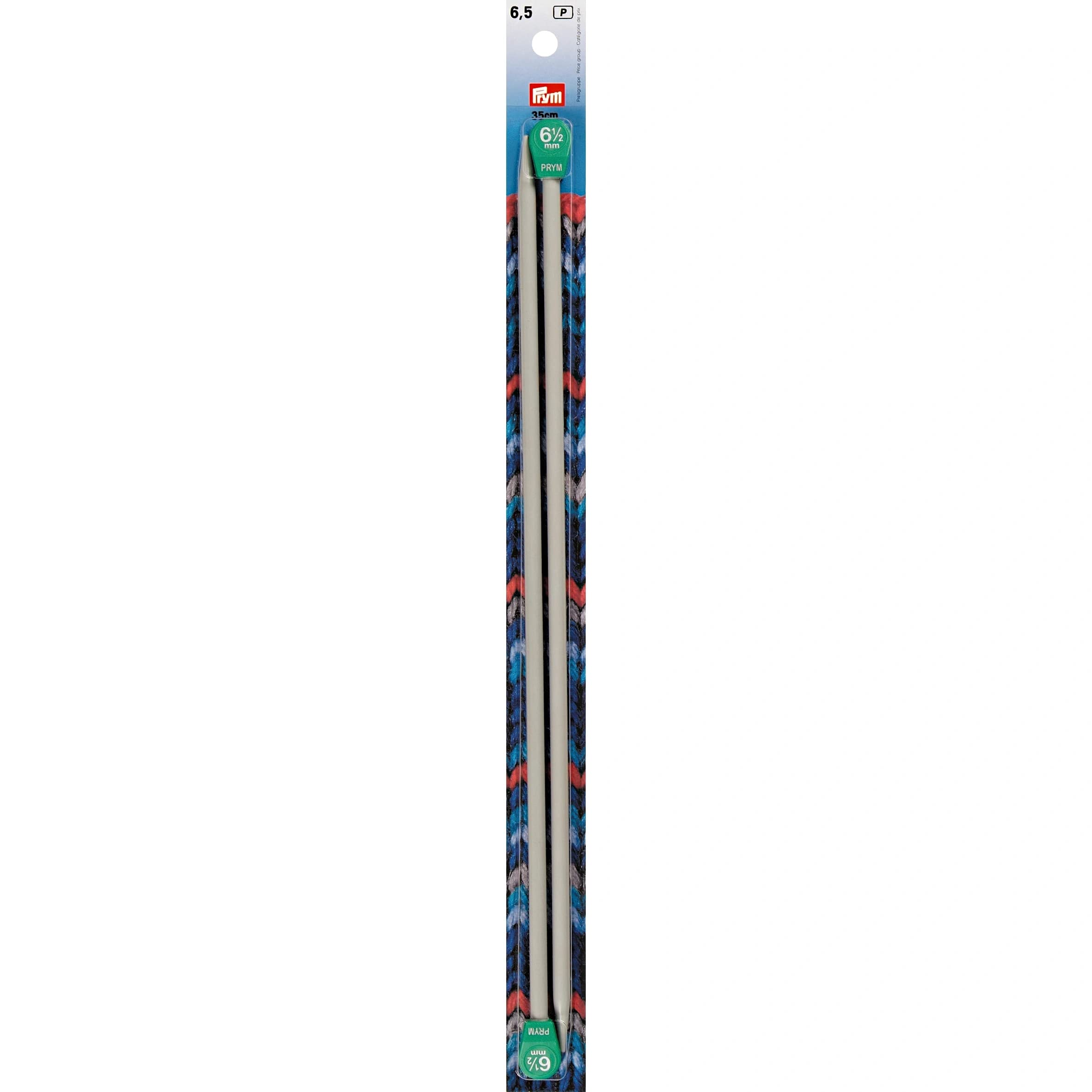 Prym 35 cm 6.50 mm Single-Pointed Knitting Pins, Pack of 2, Aluminium Pearl Grey