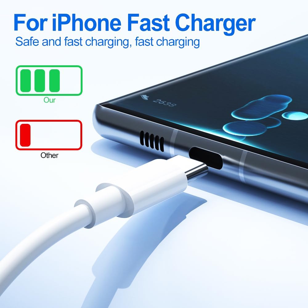 Caricatore for iphone - Certificato MFi - caricabatterie for iphone rapido USB C da 30W con cavo 6FT USB C a Lightning di tipo C per iPhone 14/14 Plus/14 Pro/14 Pro Max/13/12/11/SE/iPad,etc
