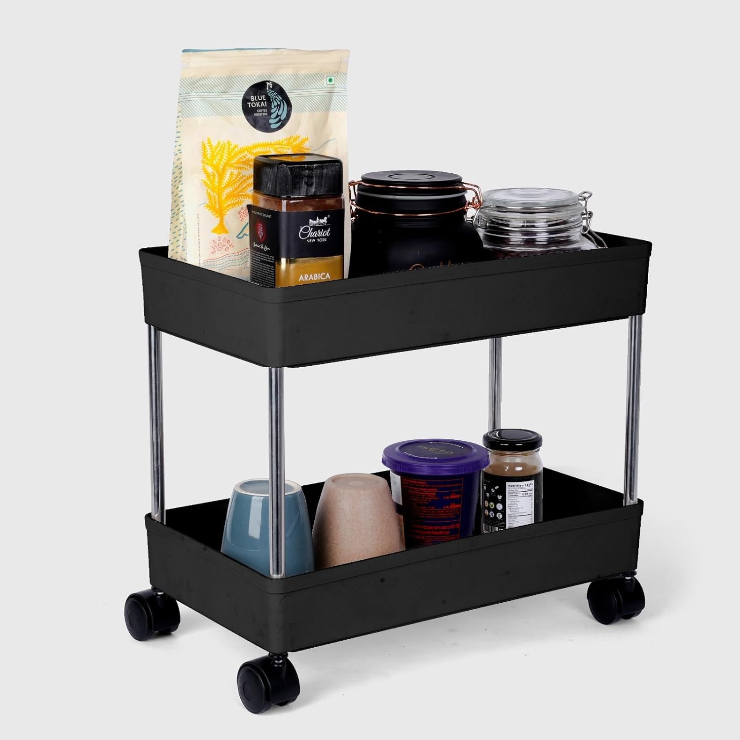 Sandhix Plastic Multipurpose Storage Organizer Slim Rack Shelf Cart with Wheels for Kitchen, Living Room, Office, Bedroom, Bathroom, Kids Room, Kitchen Trolley-image-27